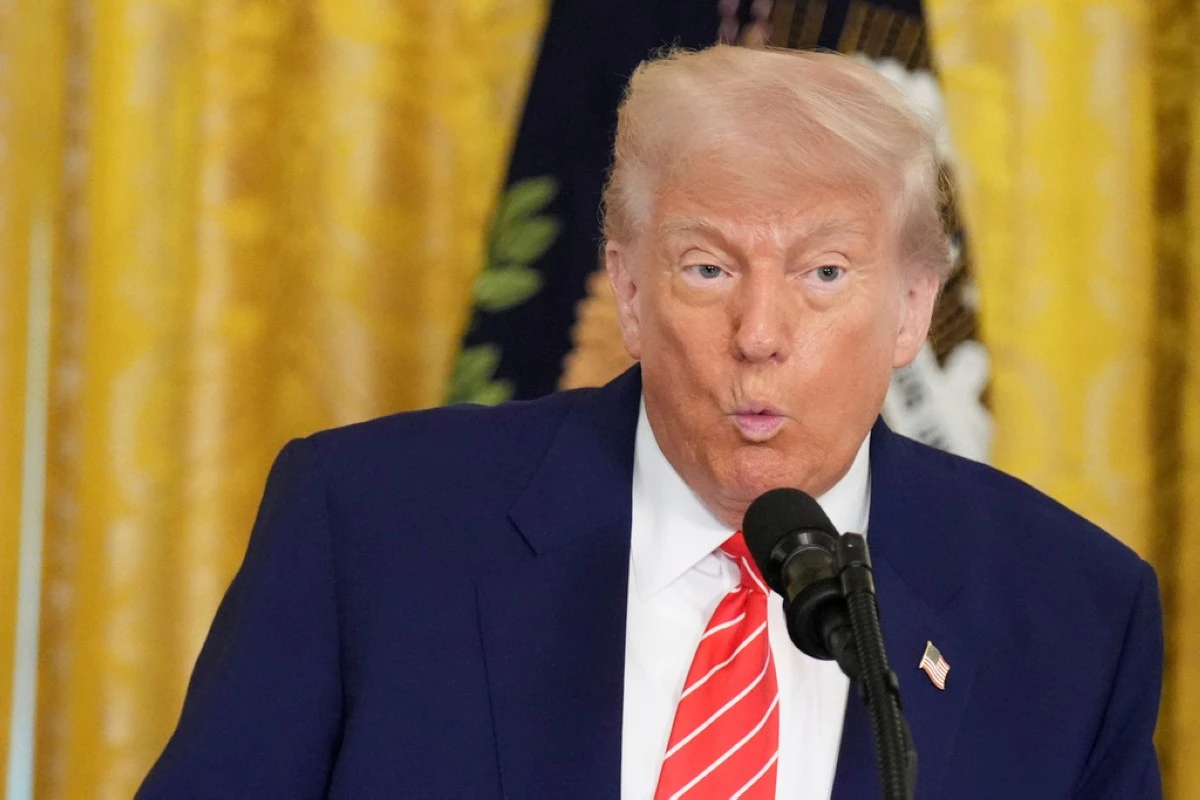 President Donald Trump speaks at an event for Military Mothers, Thursday, May 8, 2025, in the East Room of the White House in Washington. (AP Photo/Jacquelyn Martin)