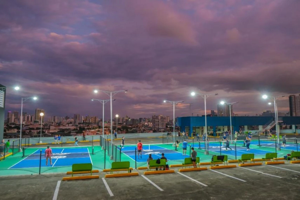 The newly opened pickleball courts at the mall's roofdeck