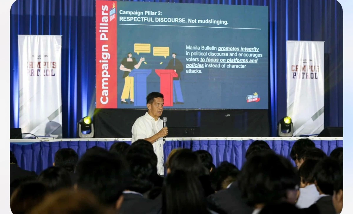 AT THE STI Cainta ABS News Campus Patrol event, talking about our Matalinong Boto 2025.