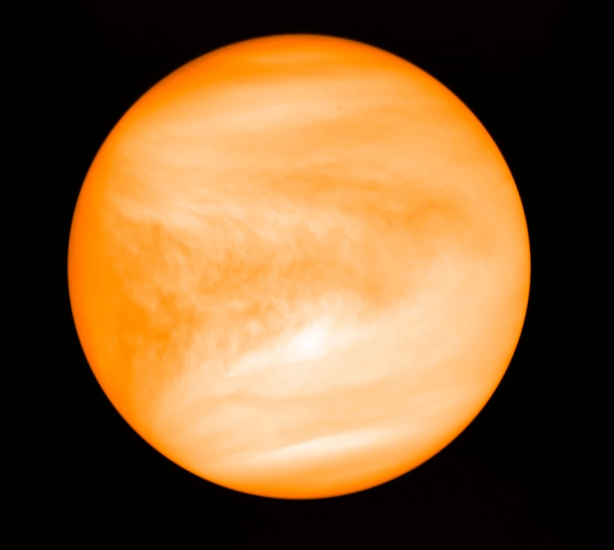 FILE - This photo provided by researcher Jane Greaves shows the planet Venus, seen from the Japan Aerospace Exploration Agency's Akatsuki probe in May 2016. (J. Greaves/Cardiff University/JAXA via AP)