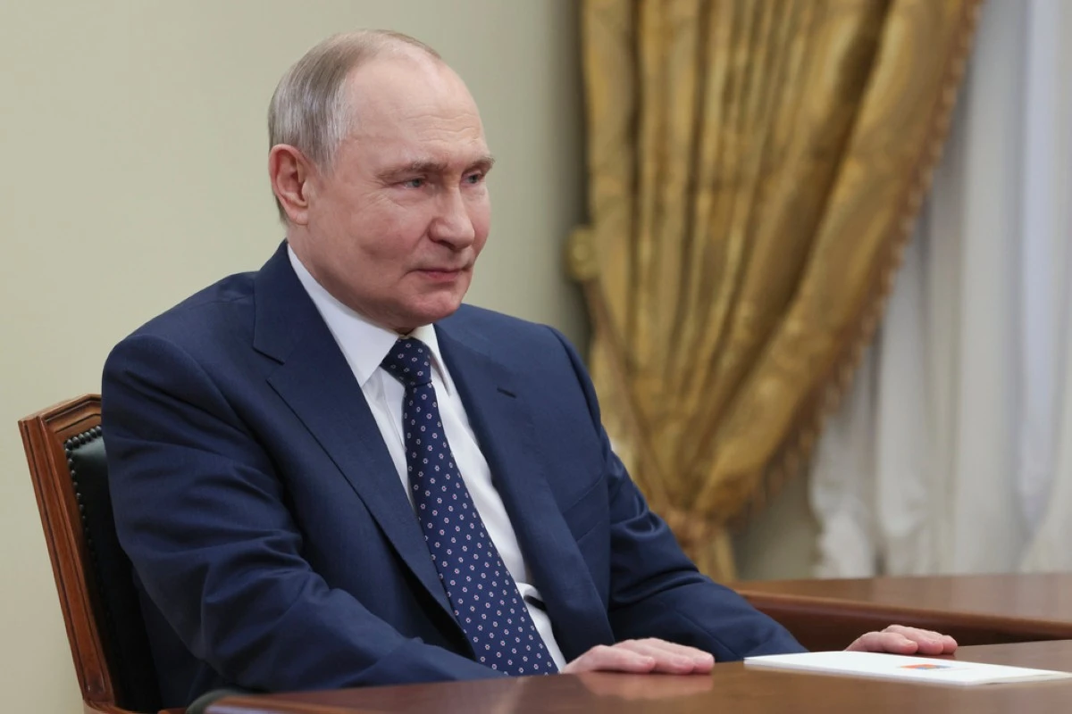 Russian President Vladimir Putin meets with Russian State Duma Chairman Vyacheslav Volodin in St. Petersburg, Monday, April 28, 2025. (Mikhail Metzel, Sputnik, Kremlin Pool Photo via AP)