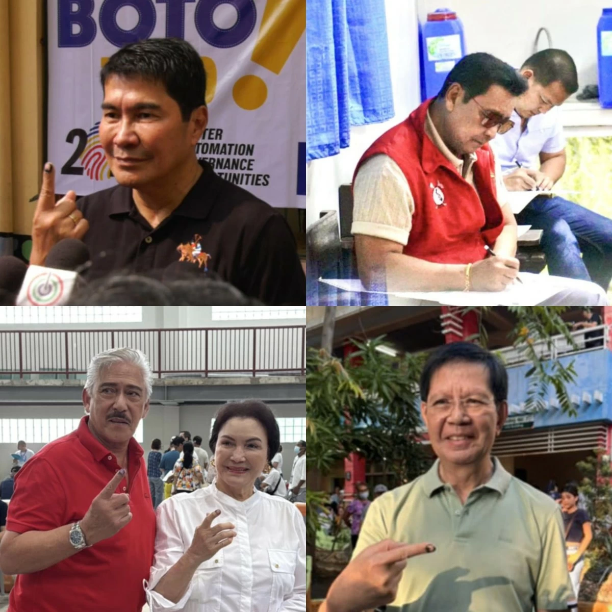 Clockwise: ACT-CIS Party-list Rep. Erwin Tulfo, Senator Lito Lapid, Panfilo "Ping" Lacson, Vicente "Tito" Sotto III and Helen Gamboa (Contributed photos)