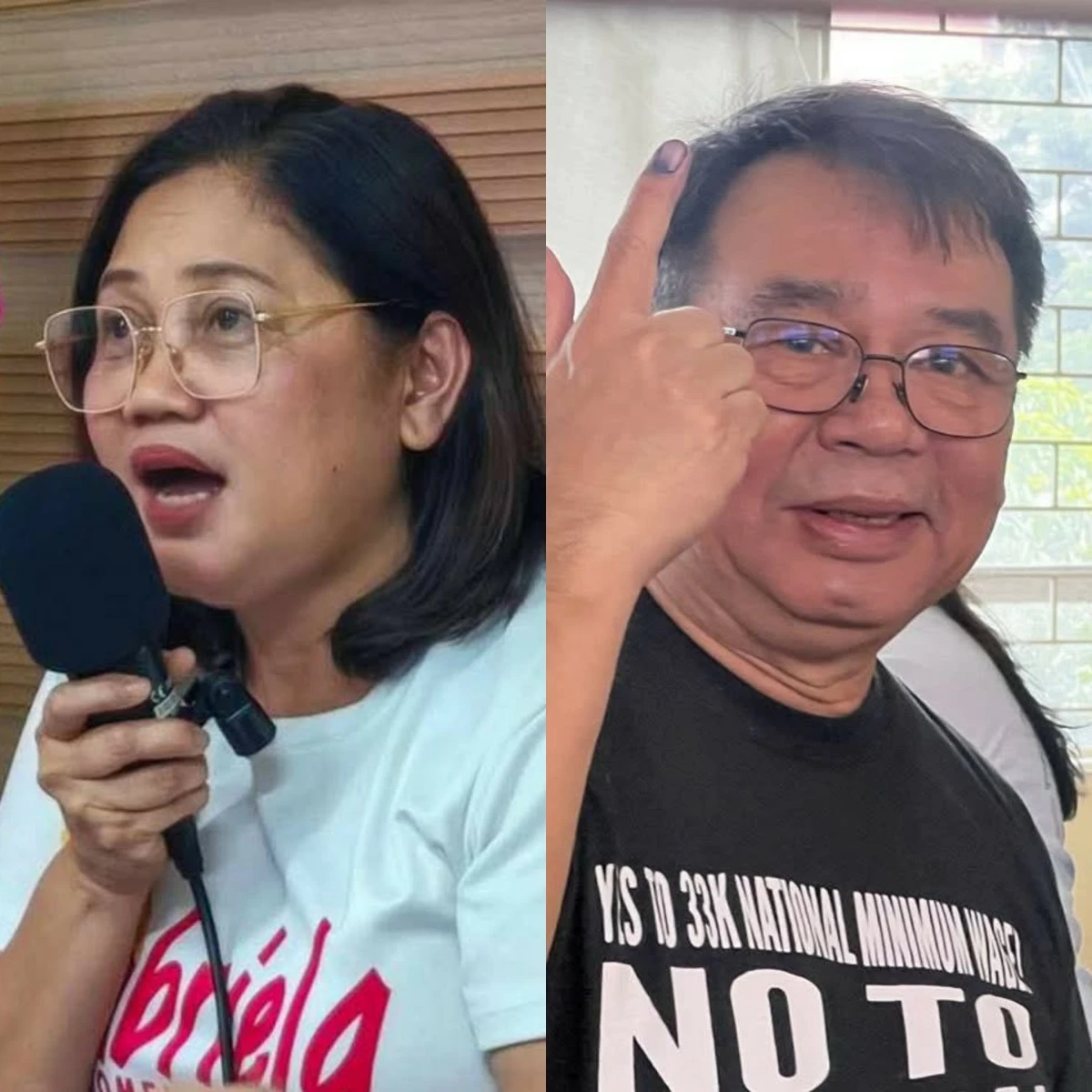 Gabriela Party-list Rep. Arlene Brosas (left), Bayan Muna Chairman Neri Colmenares (Facebook)