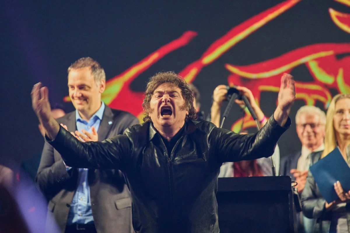 Argentina's President Javier Milei greets supporters during the closing campaign rally for Manuel Adorni, a contender in the upcoming elections for the Buenos Aires city legislature, in Buenos Aires, Argentina, Wednesday, May 14, 2025. (AP Photo/Rodrigo Abd)