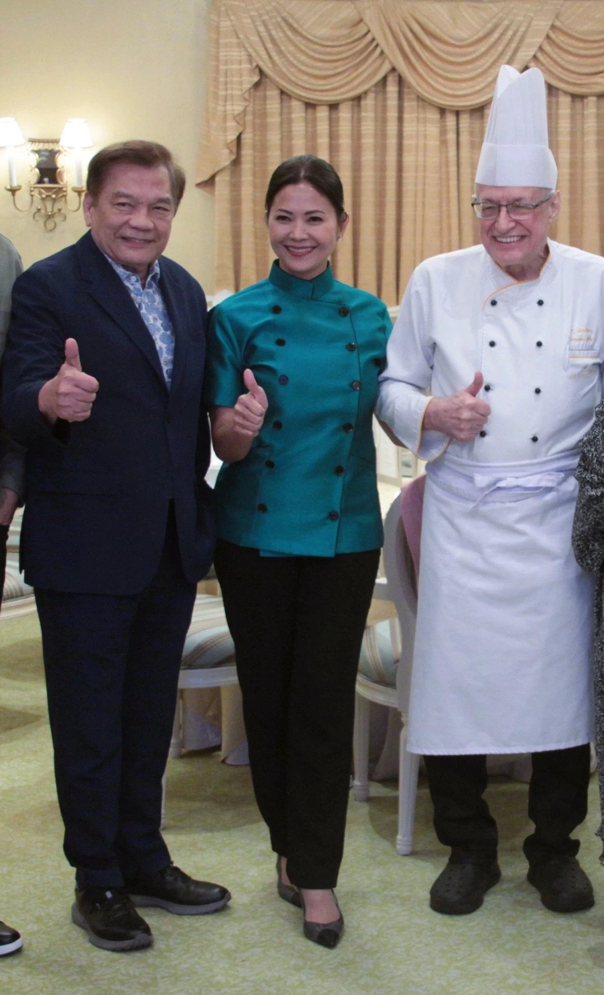 The Manila Hotel President Atty. Jose D. Lina, Jr., consultant chef Riza Shanti Lim, The Manila Hotel executive chef Konrad Walter