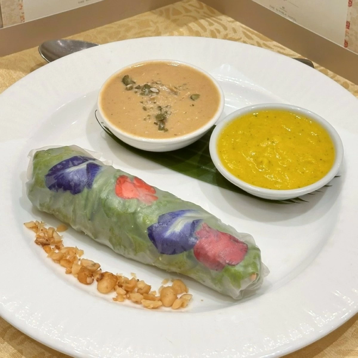 Fresh Garden Spring Rolls in Peanut Cream Sauce