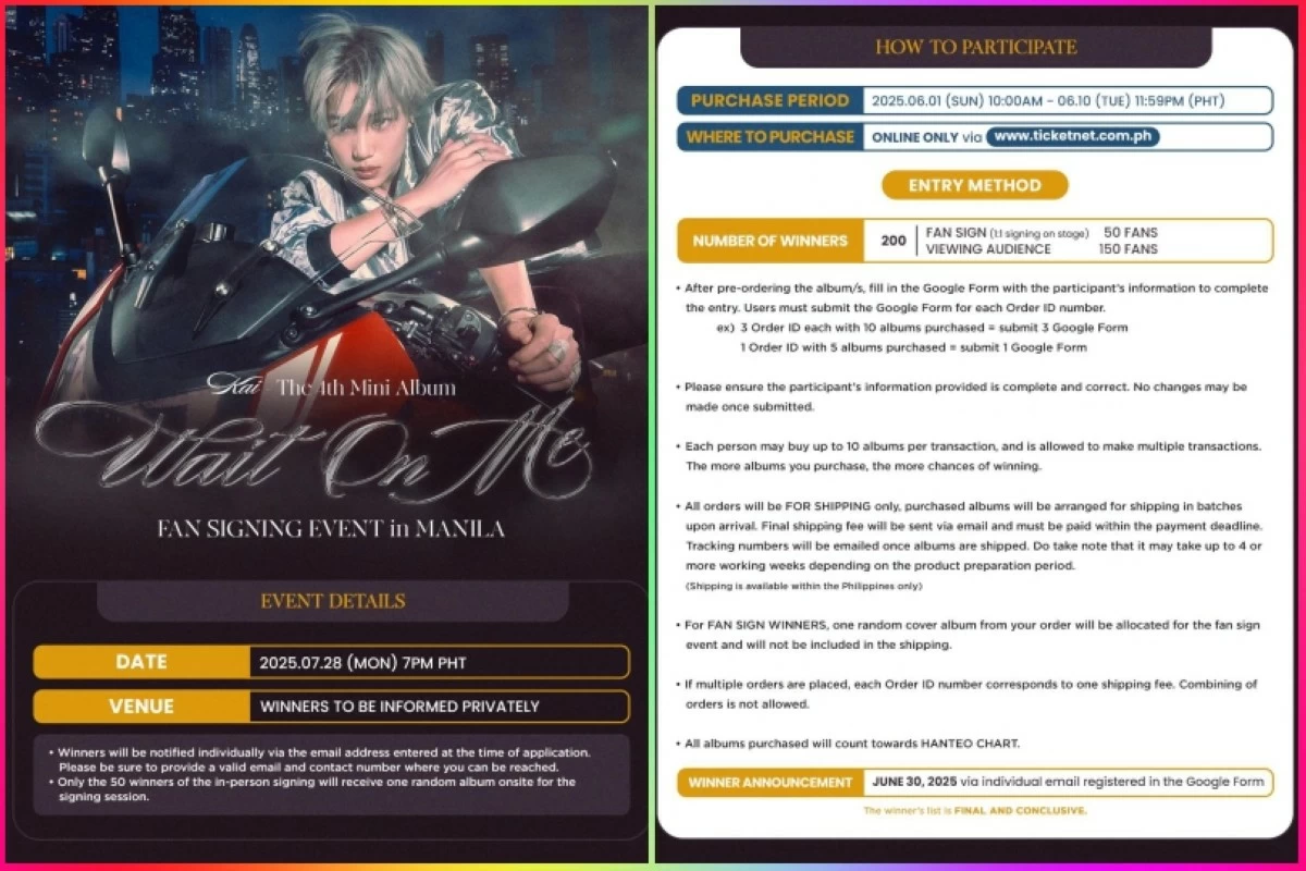 The guidelines for the fan signing event in Manila (Pulp Live World)