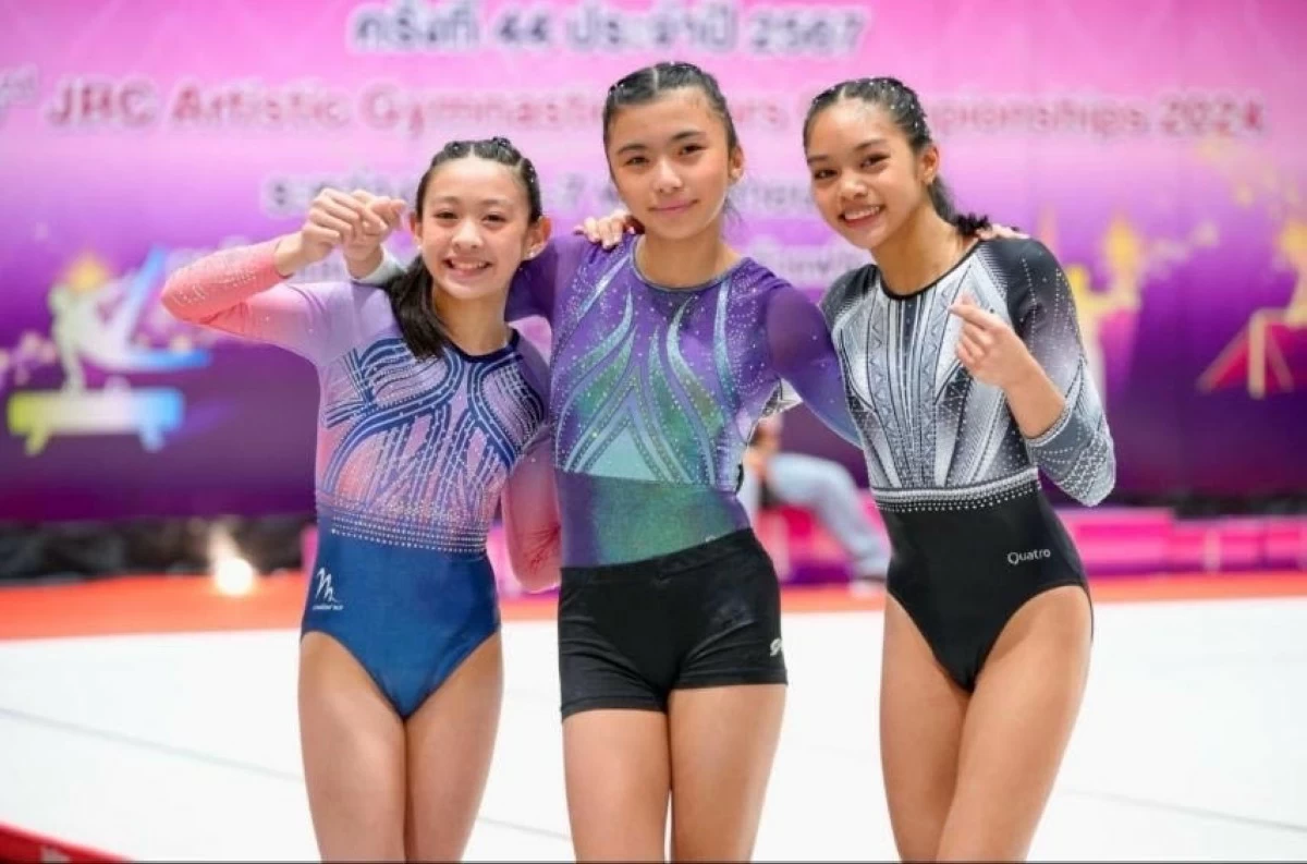 LTSA gymnasts (from left) Maxine Bondoc, Sabina Tayag and Cielo Esliza.