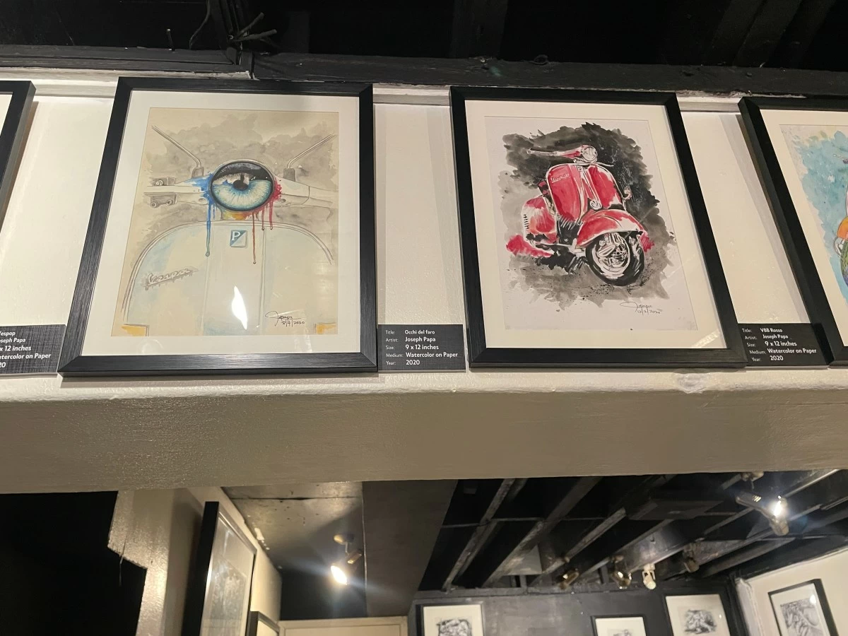RIDE ON Joseph Papa’s love for Vespas crosses over into his art.