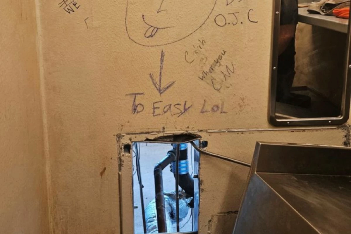 THIS photo obtained by the Associated Press on Friday, May 16, 2025, shows an opening inside a cell at the Orleans Justice Center in New Orleans. 