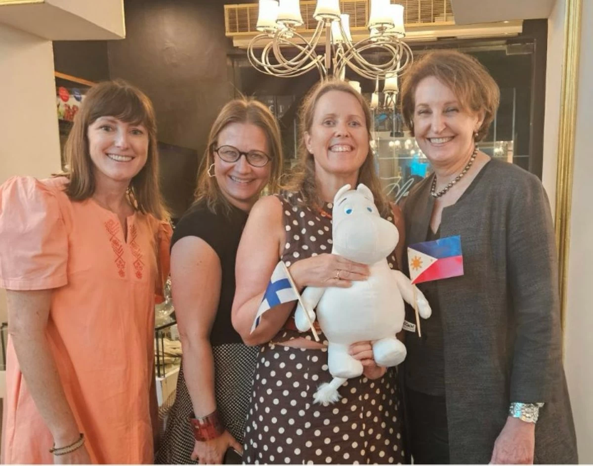 Ambassador Emma Hickey of the Embassy of Ireland with Ambassador Saija Nurminen, Mme. Cathrine Lykke Riseng Lyster, and Ambassador Mary Kay Loss Carlson of the US Embassy 