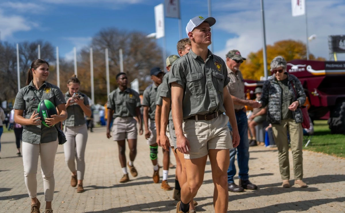 Farmers visit the Nampo agricultural fair, one of the largest in the southern hemisphere, near Bothaville, South Africa, May 15, 2025. (AP Photo/Jerome Delay)