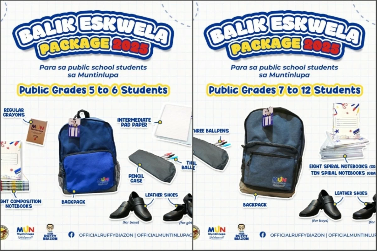 The free Balik Eskwela packages for all public students in Muntinlupa (Photos from Mayor Biazon's Facebook account)