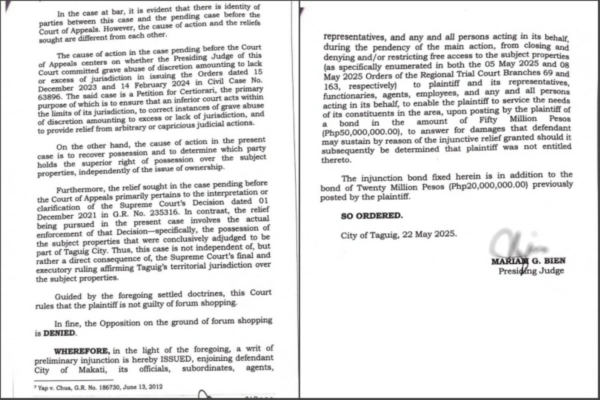 The Taguig court's order