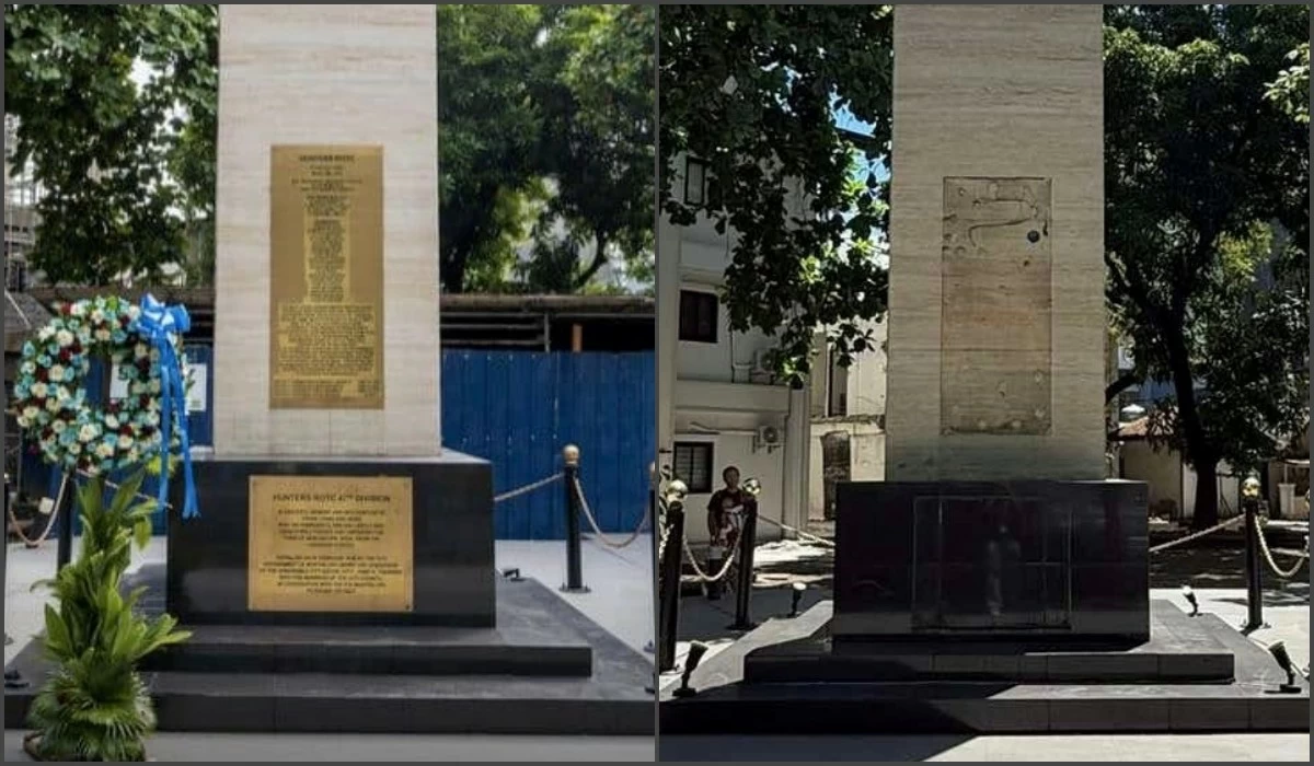 The brass markers that were stolen in Alabang, Muntinlupa (Photos from Muntinlupa PIO)