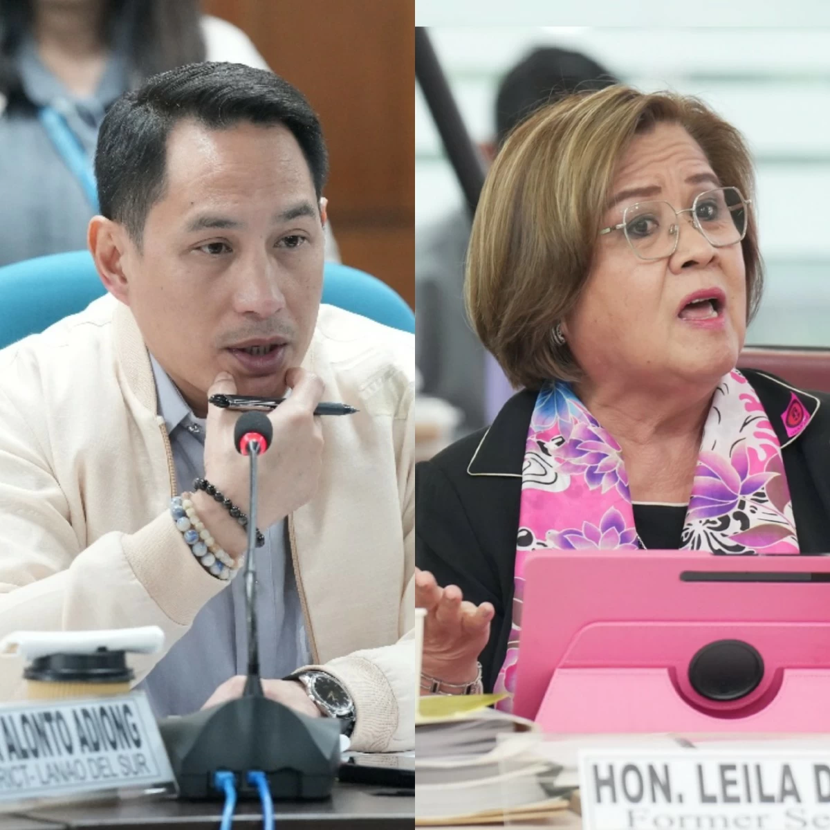 Lanao del Sur 1st district Rep. Zia Alonto Adiong (left), Mamamayang Liberal (ML) Party-list Rep. Leila de Lima (PPAB)