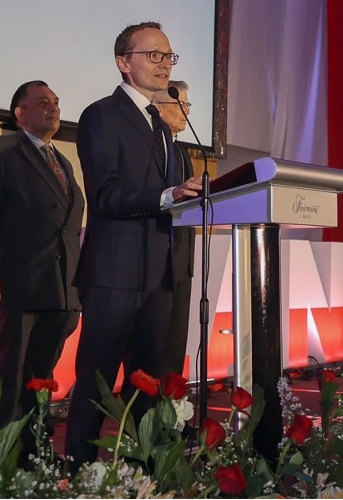 Embassy of Poland Chargé d’Affaires a.i. Adam Dyszlewski delivers the welcome message.