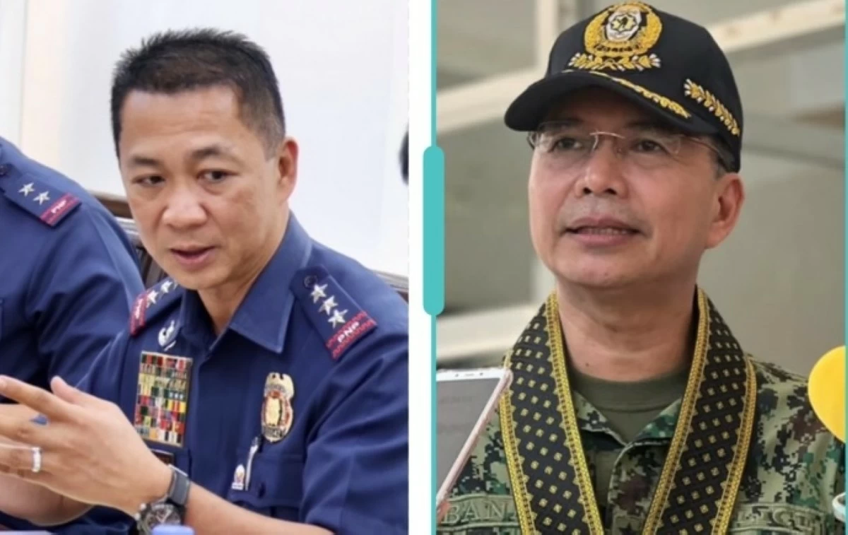 Police Lt. Gen. Jose Melencio Nartatez (left) and Police Lt. Gen. Bernard Banac