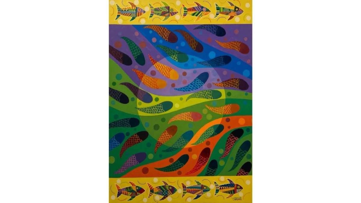 'INSIDE THE BUBBLE,' acrylic on canvas, 48X36 inches, Juno Galang, 2023.