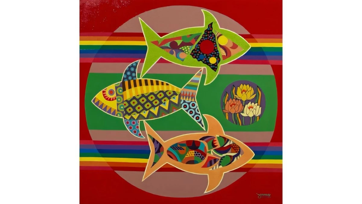 'TRES LOS SABORES,' acrylic on canvas, 36x36 inches, Juno Galang, 2023.