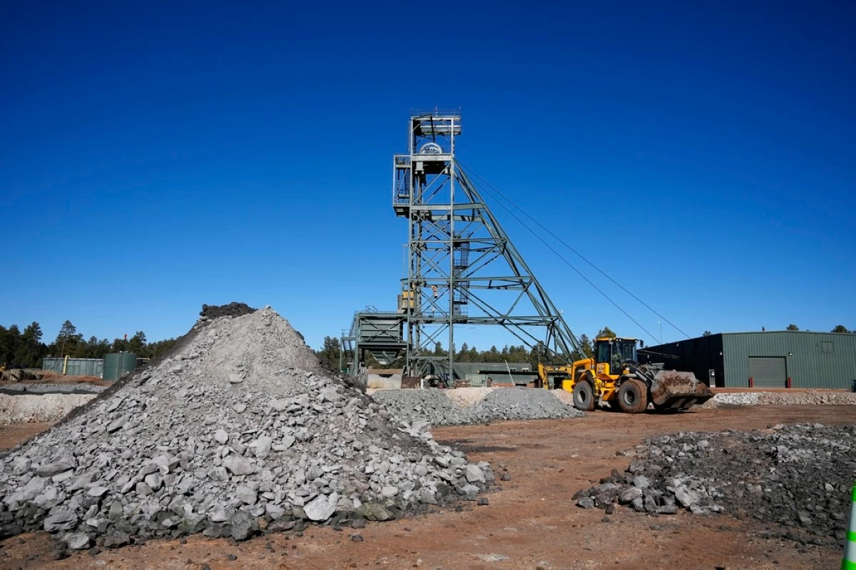 FILE - A uranium ore pile is the first to be mined at the Energy Fuels Inc. uranium Pinyon Plain Mine Wednesday, Jan. 31, 2024, near Tusayan, Ariz. (AP Photo/Ross D. Franklin, File)