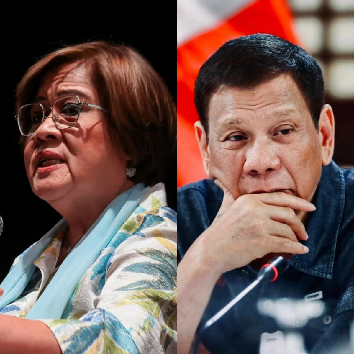 Mamamayang Liberal (ML) Party-list Rep. Leila de Lima (left), former president Rodrigo Duterte (Facebook)
