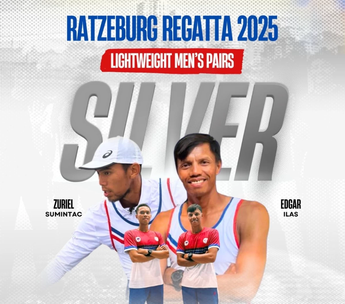 Zuriel Sumintac and Edgar Ilas won silver in the lightweight men's pairs at the International 66th Ratzeburg Rowing Regatta. (Philippine Rowing Association)