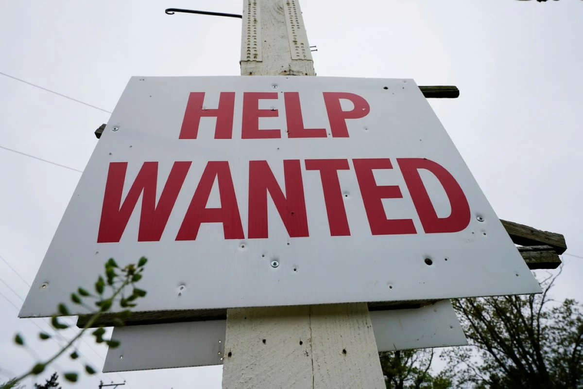 FILE - A help wanted sign is posted in Lansdale, Pa., Friday, April 28, 2023. (AP Photo/Matt Rourke, File)