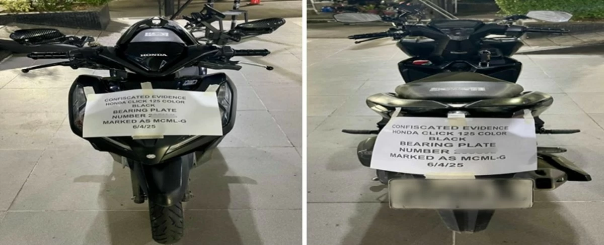 The confiscated motorcycle in Taguig on June 4 (Photo from Taguig police / SPD)