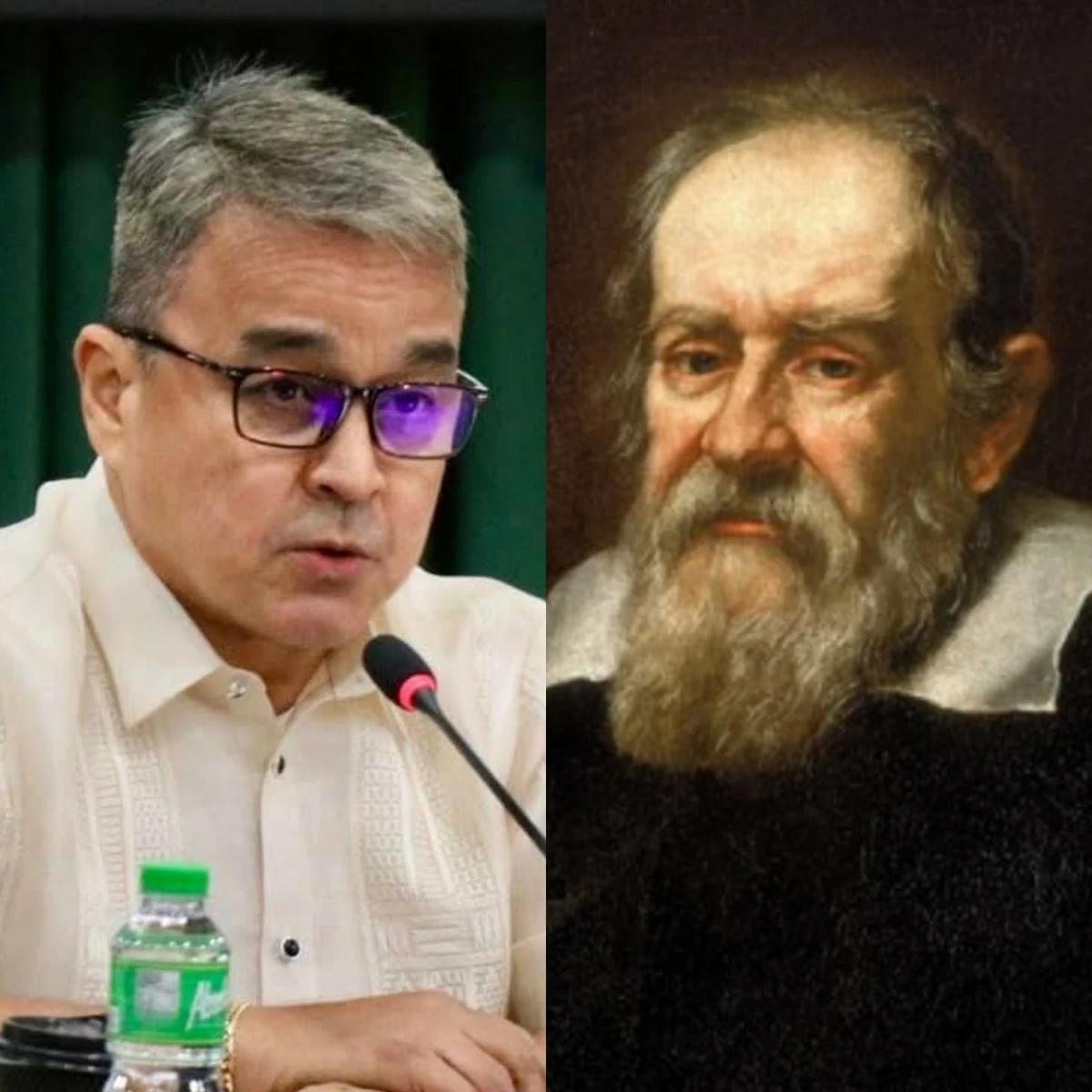 Surigao del Norte 2nd district Rep. Robert Ace Barbers (left), Italian astronomer Galileo Galilei (PPAB, Wikipedia)