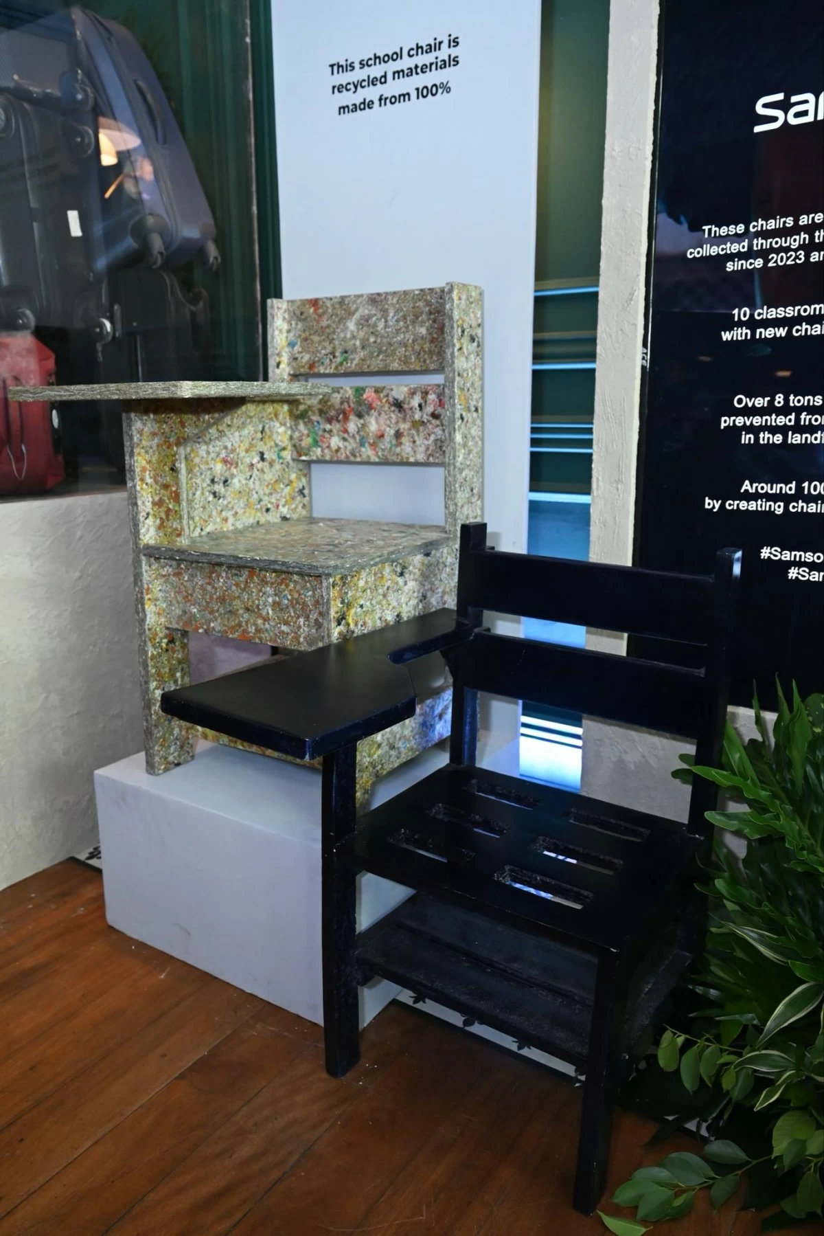 Envirotech Philippines transforms discarded luggage into school chairs.