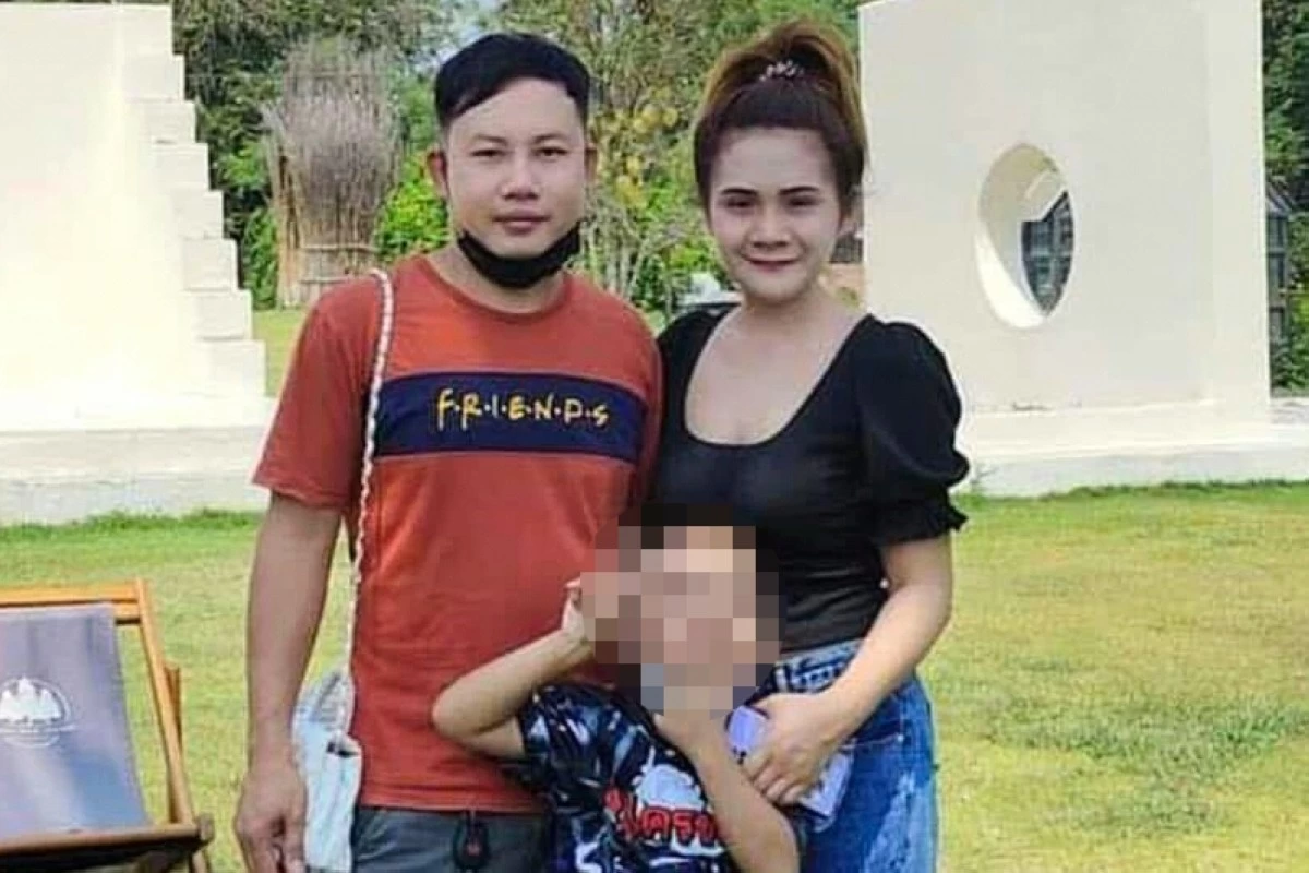 This undated photo provided by the Hostage's Family Forum shows Nattapong Pinta, with his wife and son. (Hostage's Family Forum via AP)