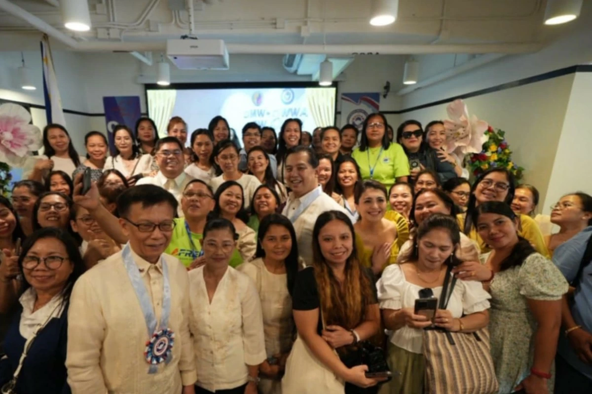 House Speaker Martin Romualdez (center) touches base with OFWs in Hong Kong during the grand opening of the DMW-OWWA OFW Global Centre (Speaker’s office)