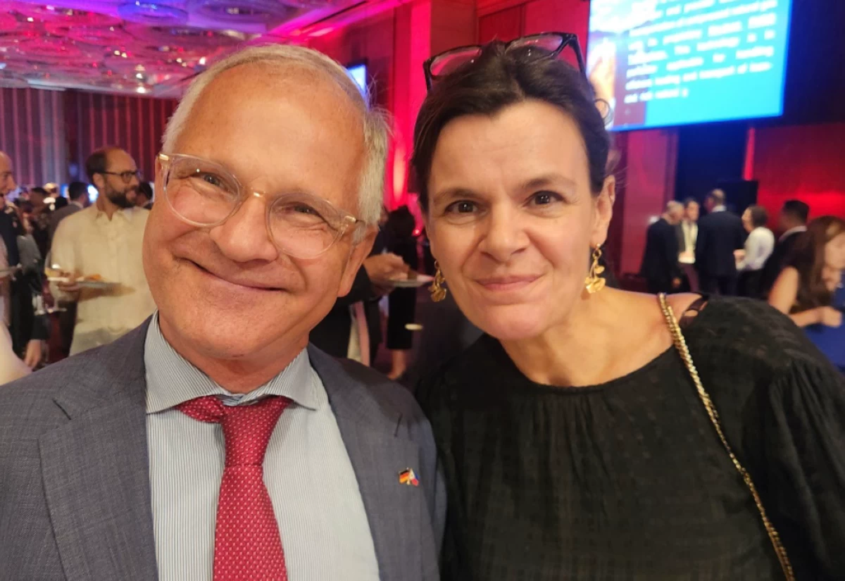 Ambassador Andreas Michael Pfaffernoschke of the Embassy of Germany with Ambassador Laure Nicole Stephanie Beaufils of the Embassy of UK