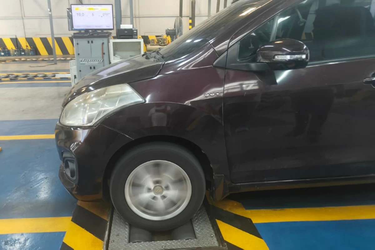 A vehicle's grip, braking capability, and suspension integrity are being tested.