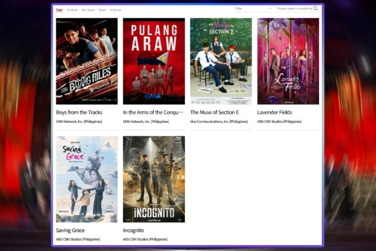 Entries from the Philippines (Screenshot from SDA website)