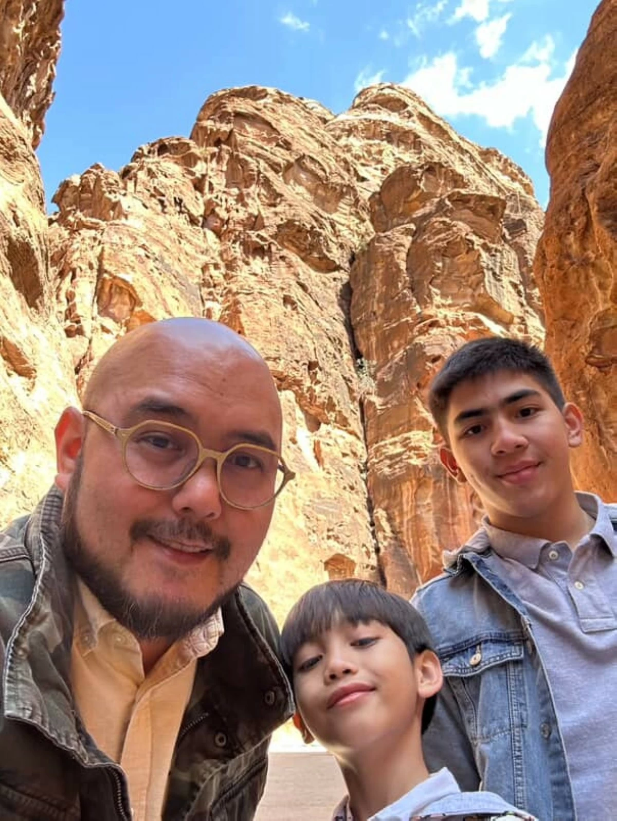 Raphael and Gavin with dad VR del Rosario, president of Viva Foods, Inc.