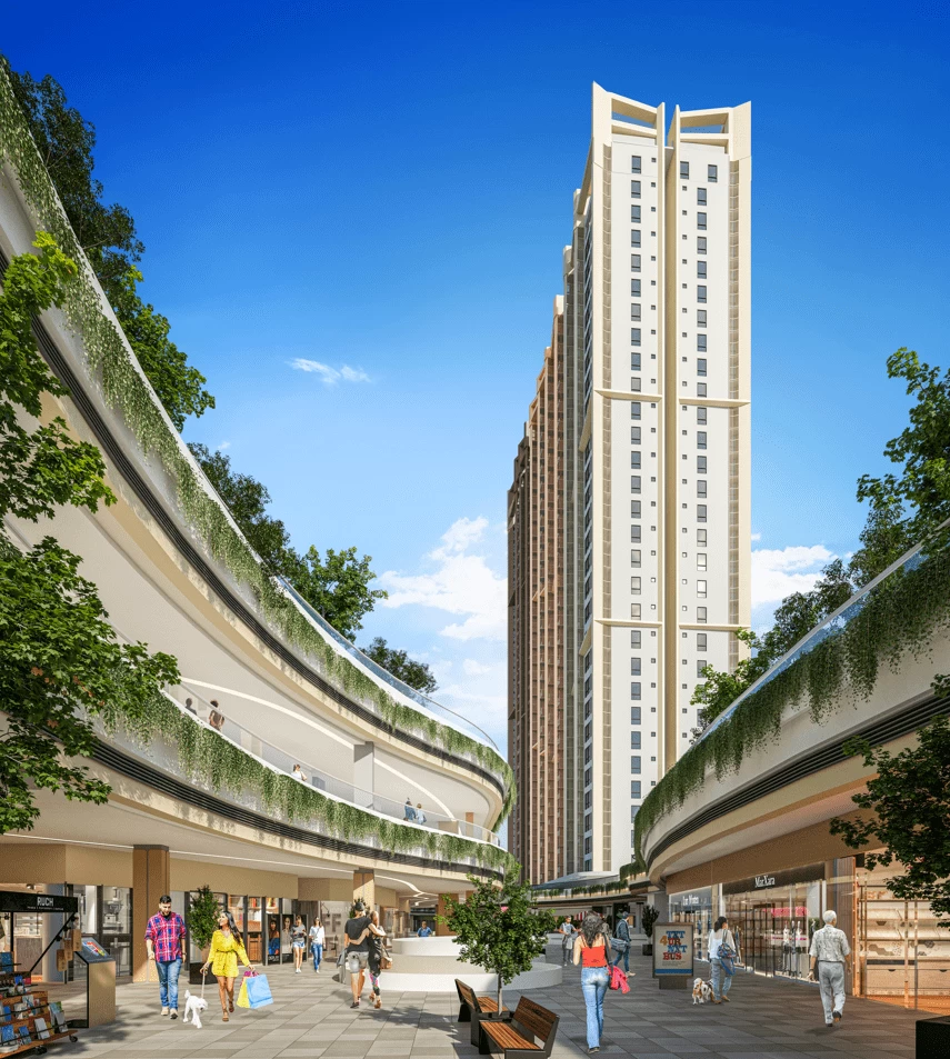 Beyond residential, commercial, and retail offerings, the development also has open spaces for residents and patrons to enjoy. (Artist’s perspective)