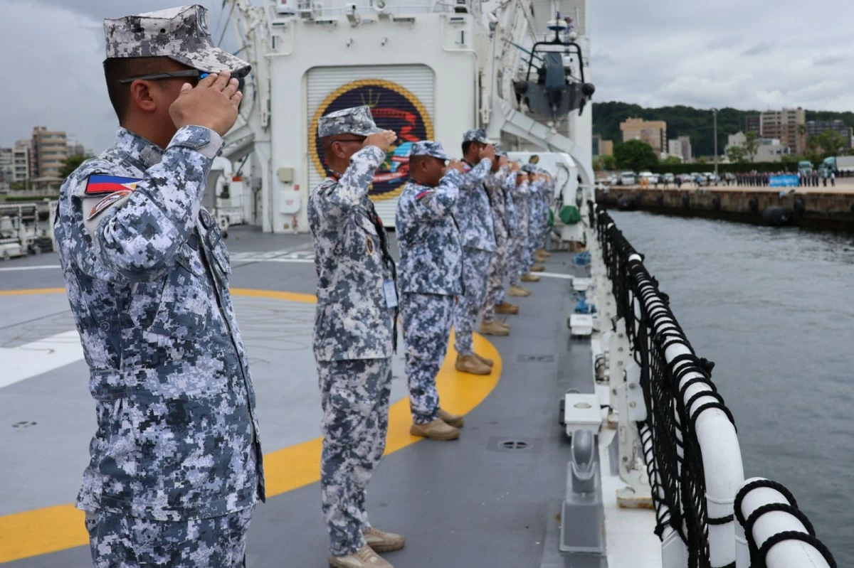 BRP Teresa Magbanua (MRRV-9701) and her crew arrive in Kagoshima, Japan on June 12, 2025 for the second trilateral exercise among the Philippine Coast Guard (PCG), United States Coast Guard (USCG), and Japan Coast Guard (JCG). (Photo: PCG)