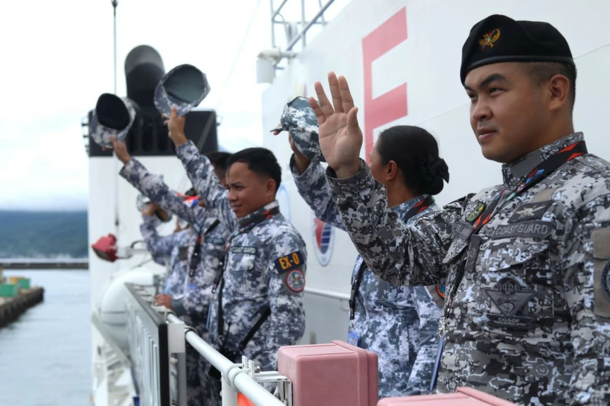 BRP Teresa Magbanua (MRRV-9701) and her crew arrive in Kagoshima, Japan on June 12, 2025 for the second trilateral exercise among the Philippine Coast Guard (PCG), United States Coast Guard (USCG), and Japan Coast Guard (JCG). (Photo: PCG)