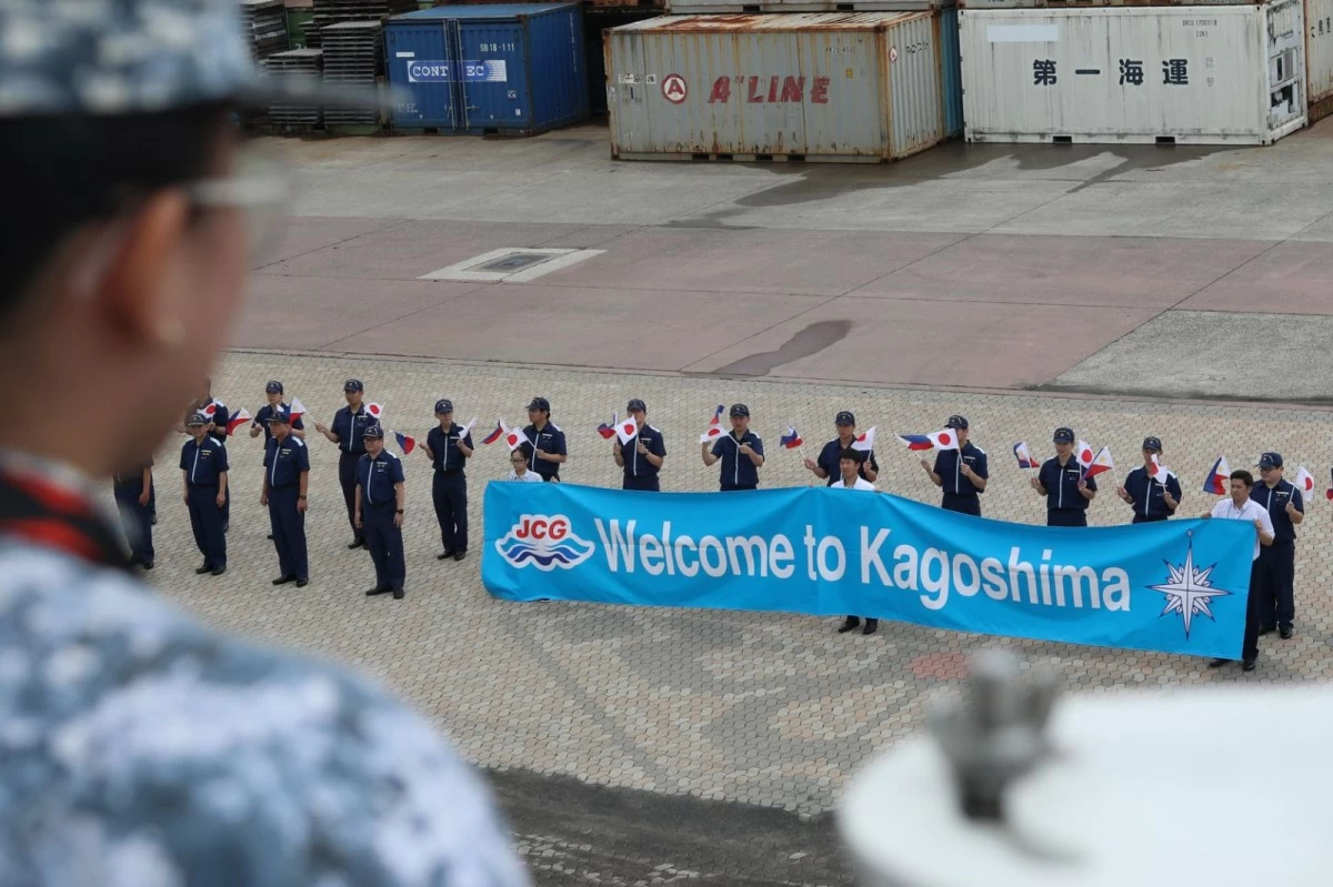 BRP Teresa Magbanua (MRRV-9701) and her crew arrive in Kagoshima, Japan on June 12, 2025 for the second trilateral exercise among the Philippine Coast Guard (PCG), United States Coast Guard (USCG), and Japan Coast Guard (JCG). (Photo: PCG)