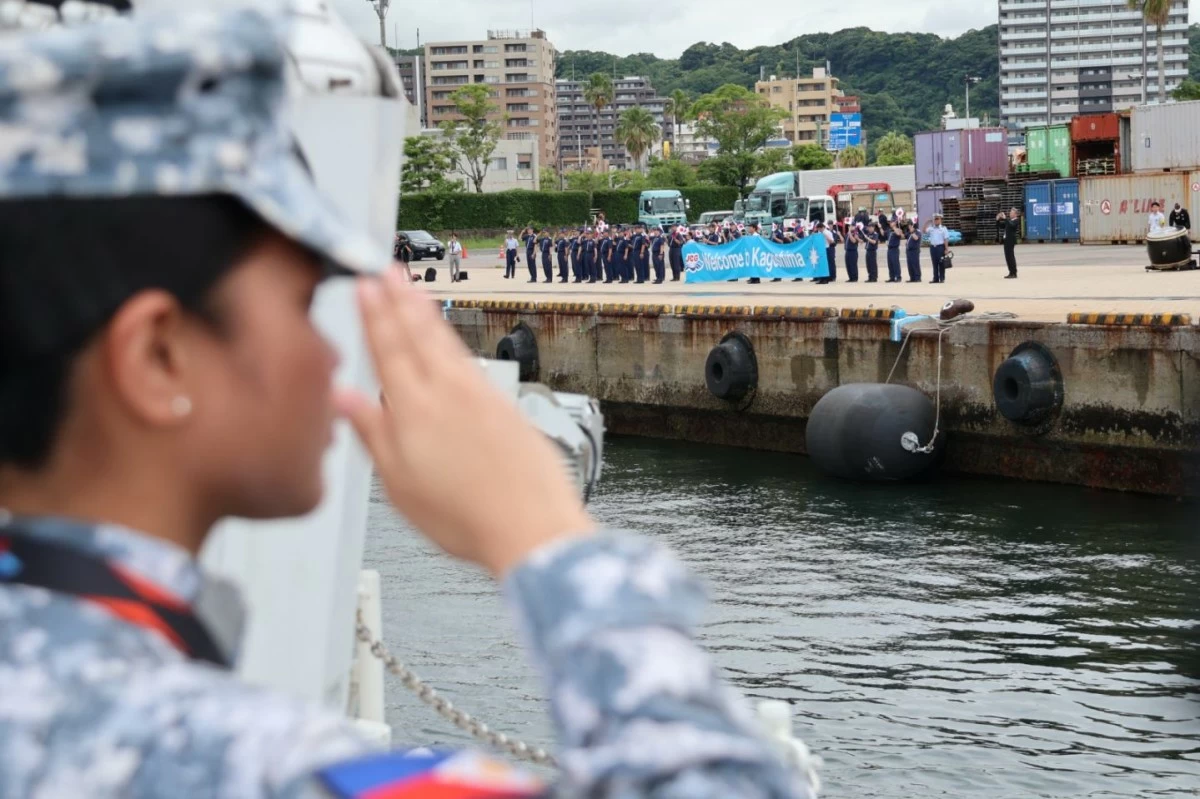 BRP Teresa Magbanua (MRRV-9701) and her crew arrive in Kagoshima, Japan on June 12, 2025 for the second trilateral exercise among the Philippine Coast Guard (PCG), United States Coast Guard (USCG), and Japan Coast Guard (JCG). (Photo: PCG)
