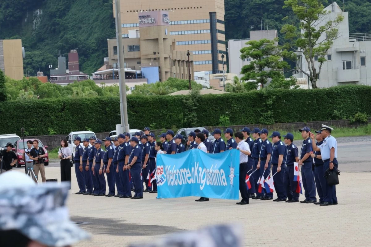 BRP Teresa Magbanua (MRRV-9701) and her crew arrive in Kagoshima, Japan on June 12, 2025 for the second trilateral exercise among the Philippine Coast Guard (PCG), United States Coast Guard (USCG), and Japan Coast Guard (JCG). (Photo: PCG)