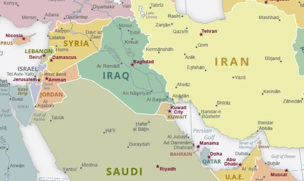 Map of the Middle East (Geographicguide.com)