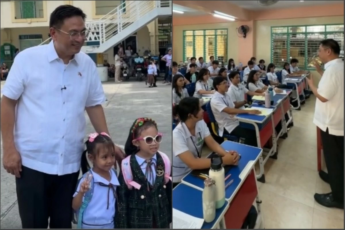 Muntinlupa Mayor Ruffy Biazon with students on June 16 (Screenshots from Mayor Biazon's videos)