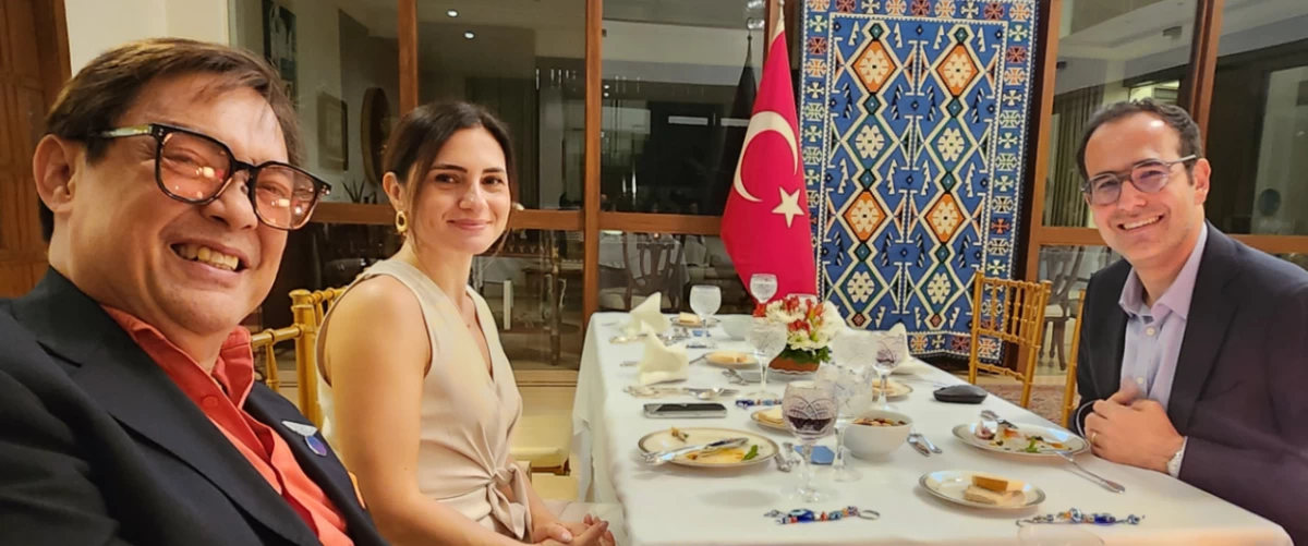 Manila Bulletin’s Barbie Atienza with Seyma Ekici  and spouse Embassy of Turkiye First Secretary and Deputy Head of Mission Samet Ekici 