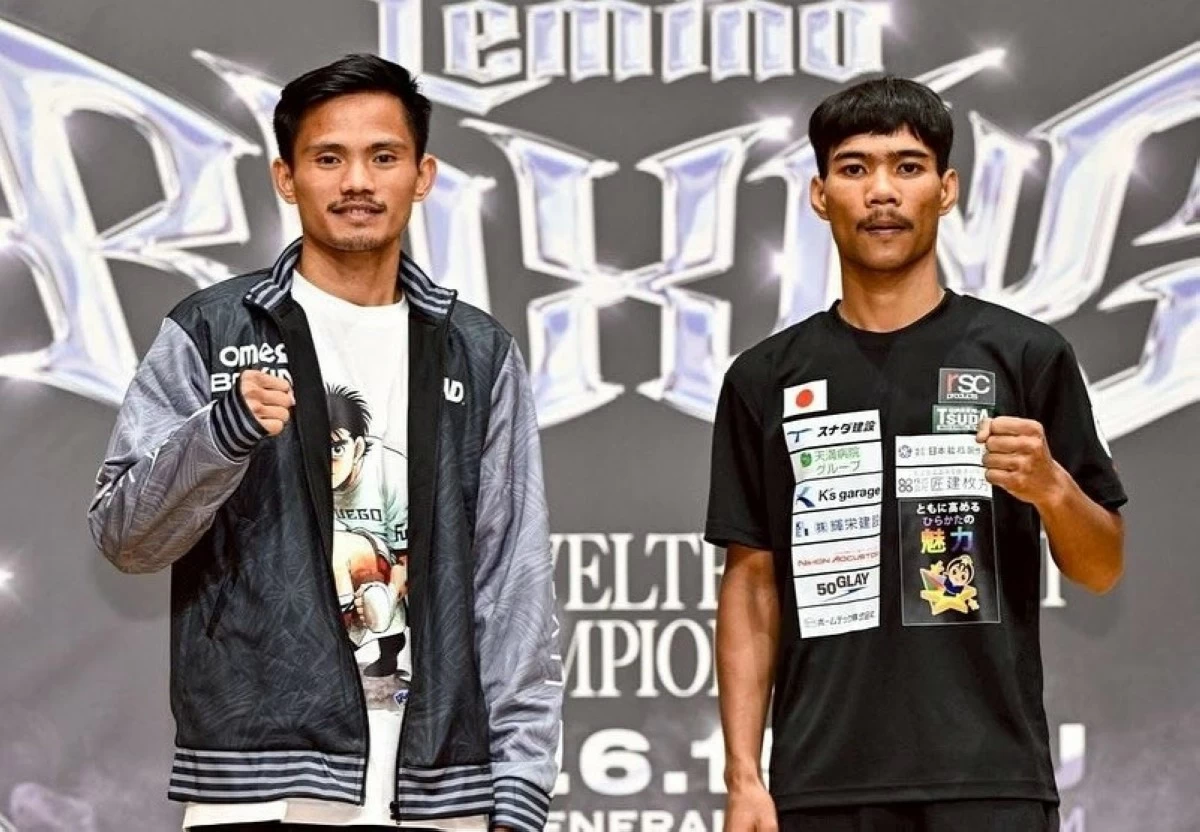 Christian Araneta (left) is taking on  Thai fighter Thanongsak Simsri for the vacant International Boxing Federation (IBF) light flyweight title  (Phoenix Promotions)