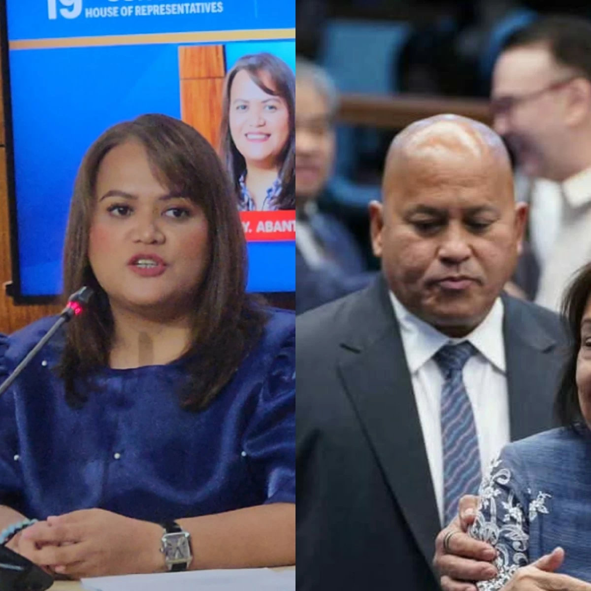 House of Representatives Spokesperson Princess Abante (left), Senator Ronald "Bato" dela Rosa (MANILA BULLETIN, Facebook)