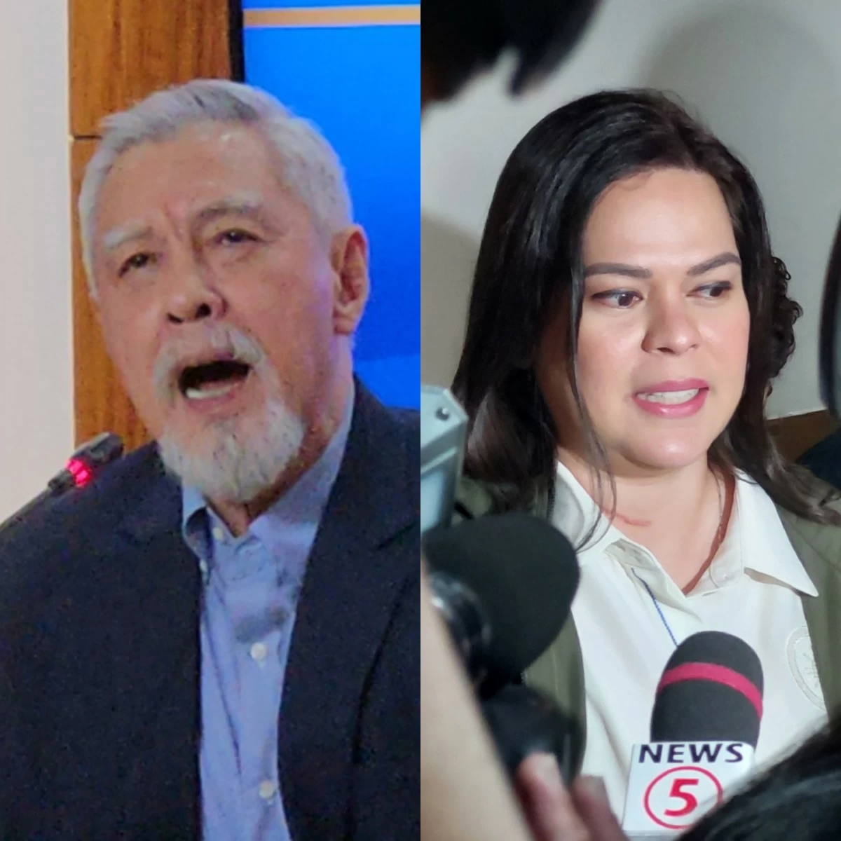 House prosecution panel spokesman Antonio Bucoy (left), Vice President Sara Duterte (Ellson Quismorio/ MANILA BULLETIN)