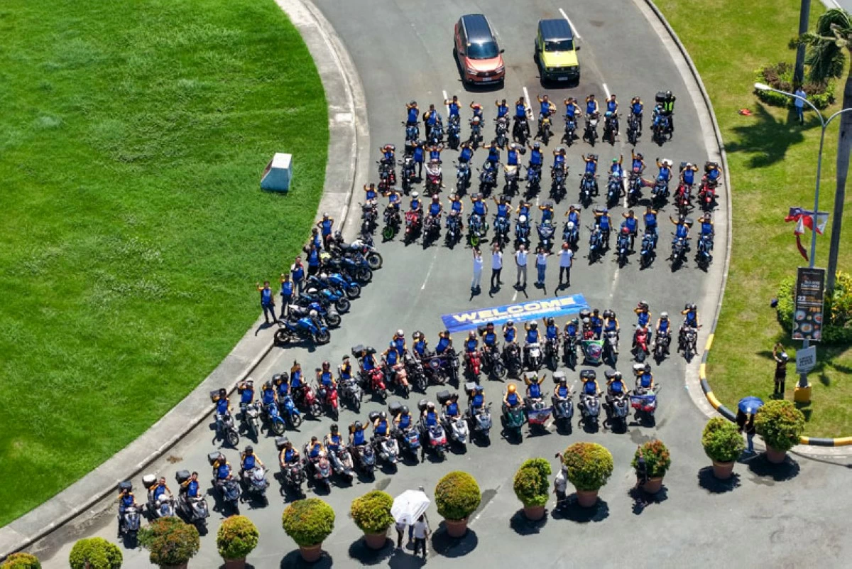 Participants of the One Suzuki Big Ride at the SM Mall of Asia Globe rotunda on Sunday.